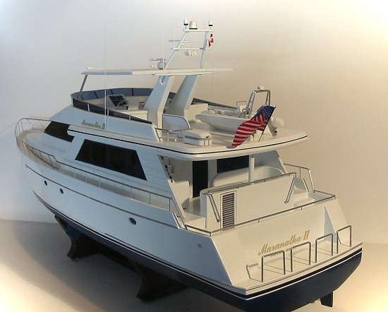 Stern view of 78' NorthCoast yacht model