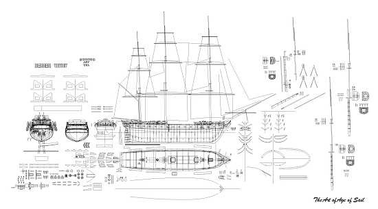 drawing of a frigate