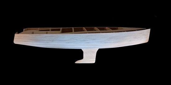 Starboard view of a Jeanneau 440 model hull