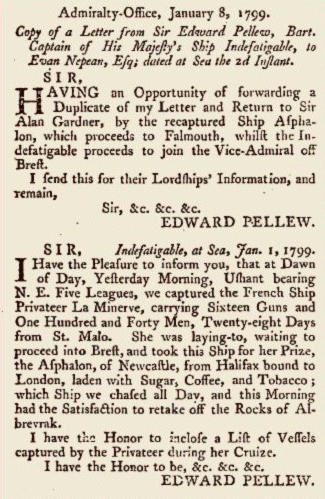 newspaper article from 1799