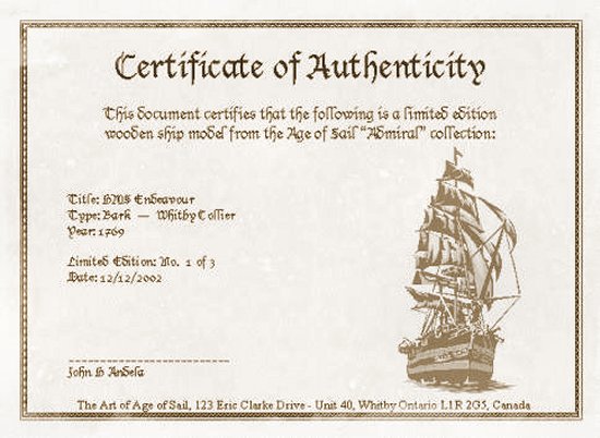 Limited Edition Certificate