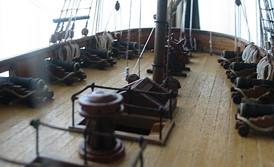 USS Constellation guns on deck