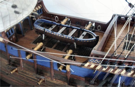 Boat on deck of the Dutch galleon 'Gouden Leeuw'