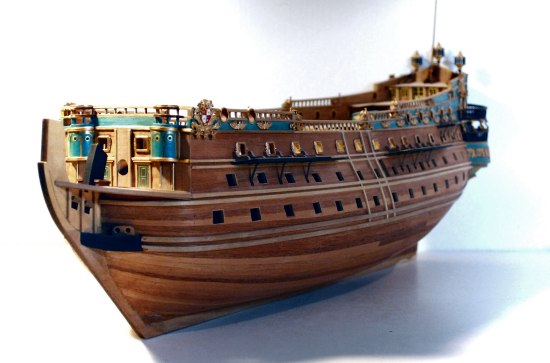 Man 0'War hull being planked