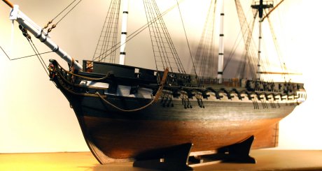 Side views along the hull of the USS President model